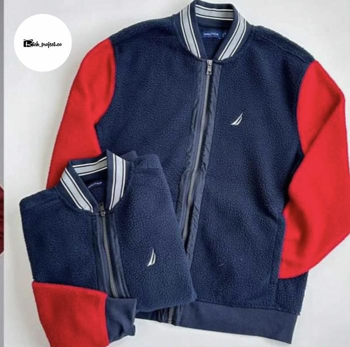 NAUTICA Varsity Jacket Navy Blue Red
