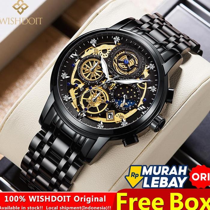 WISHDOIT Jam Tangan Pria Anti Air Original Cowok Lelaki Men Watch Fashion Waterproof Stainless Steel