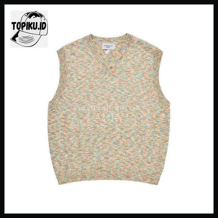 TOPIKU.ID [acme de la vie] ADLV Symbol Logo Multi Color V Neck Knit Vest Rainbow