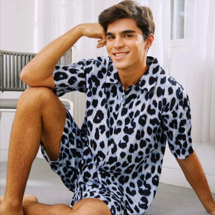 Setelan Piyama Tie dye Navy set pria baju tidur import cowok Pajamas