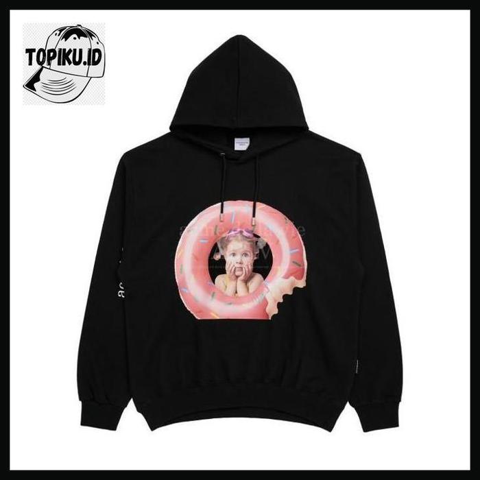 TOPIKU.ID [acme de la vie] ADLV Baby Face Donuts Tube Girl Hoodie Black