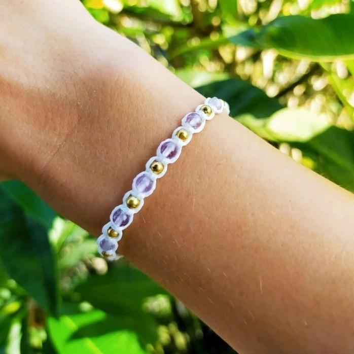 Gelang Tali Macrame Wanita Original Crystal Moon - DAINTY AMETHYST