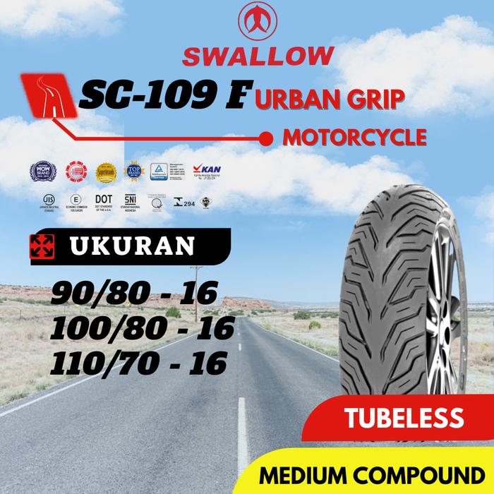 Ban Luar Sepeda Motor Swallow SC-109 F 90/80 100/80 110/70 Ring 16 Tubeless
