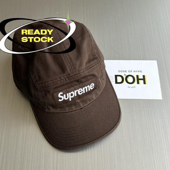 Supreme Box Logo Washed Chino Twill Camp Cap Brown Original Product