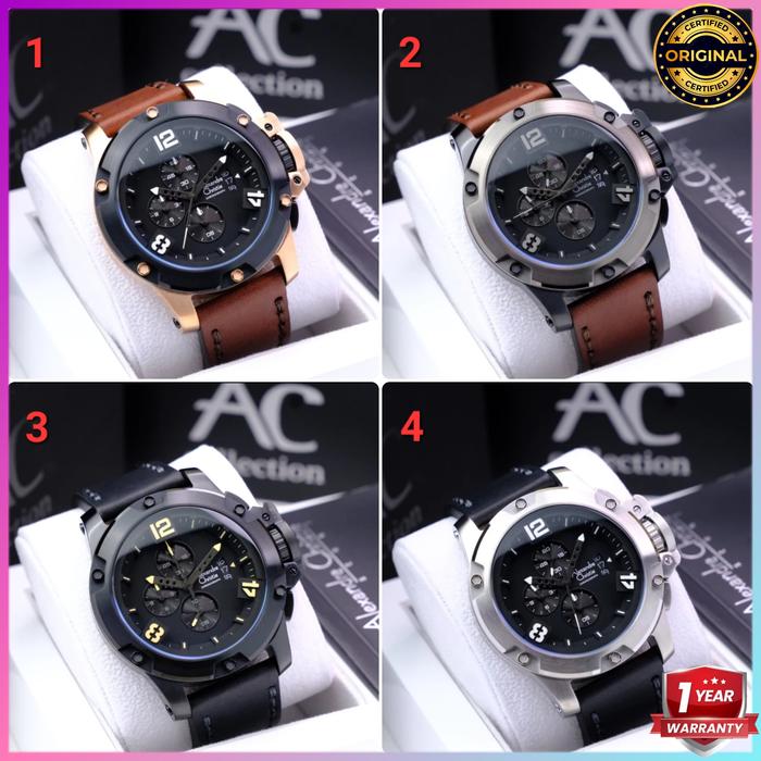 WECO ORIGINAL GARANSI RESMI 1 TAHUN JAM TANGAN PRIA ALEXANDRE CHRISTIE CHRONOGRAPH COWOK KULIT STRAP