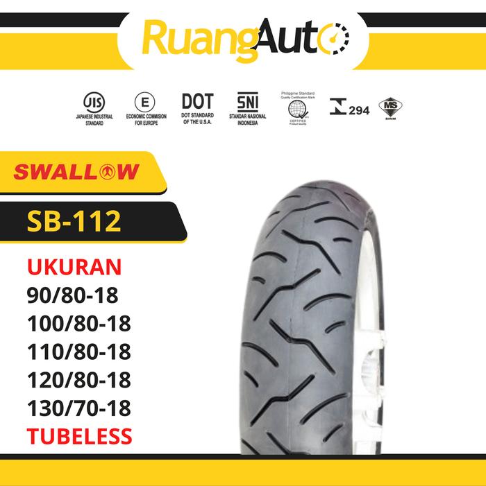 BAN LUAR SEPEDA MOTOR SWALLOW SB-112 X-WORM 90/80 100/80 110/80 120/80 130/70 RING 18 TUBELESS