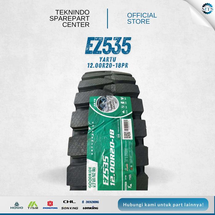 Ban Dump Truck / DT Set Tipe EZ535 Uk. 12.00R20-18PR Yartu | RIM R20 Ban Luar, Ban Dalam, Flap