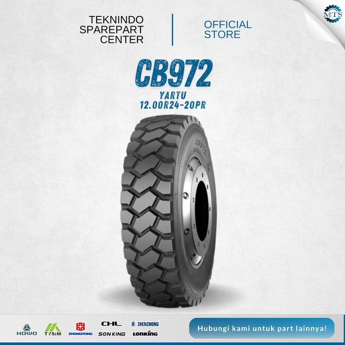 Ban Dump Truck / DT Set Tipe CB972 Uk. 12.00R24-20PR Yartu | RIM R24 Ban Luar, Ban Dalam, Flap