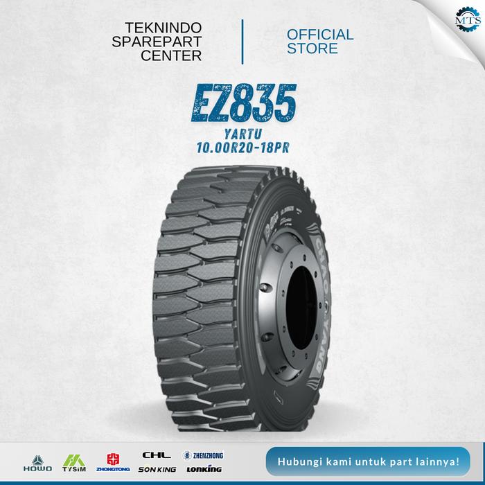 Ban Dump Truck / DT Set Tipe EZ835 Uk. 10.00R20-18PR Yartu |  RIM R20 Ban Luar, Ban Dalam, Flap