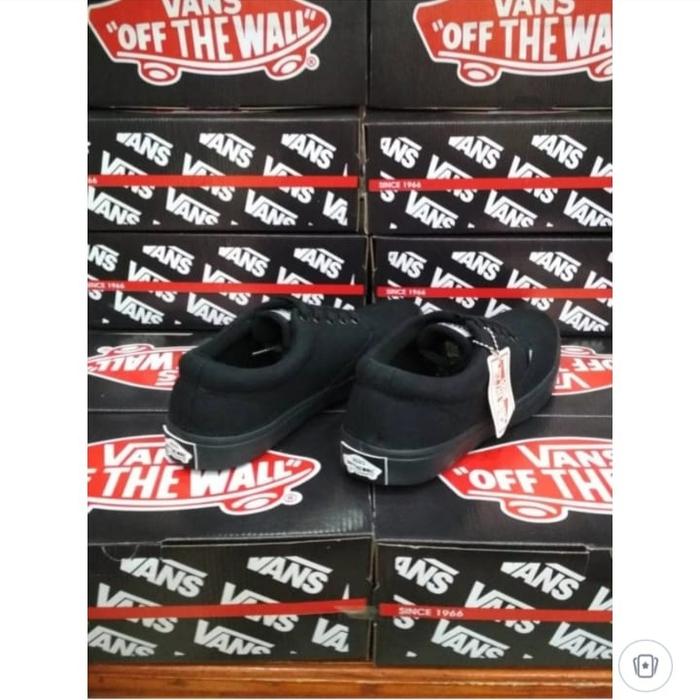 sepatu pria wanita  vans era berkualitas hitam polos sepatu sekolah 44