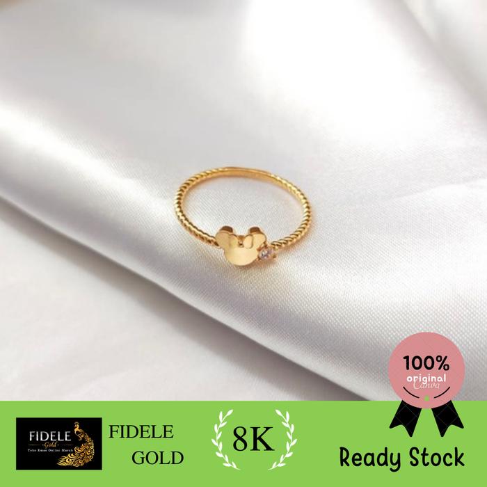 Cincin minnie mouse fashion dewasa emas asli kadar muda 375 8k ubs gold