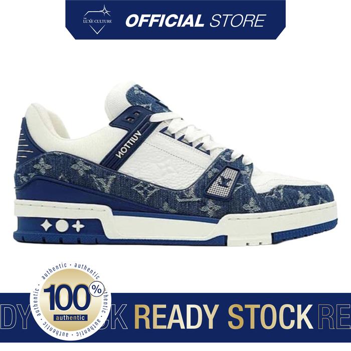 LV Trainer Monogram Denim White Blue Sneaker (Size 42.5) / Sepatu Branded Original