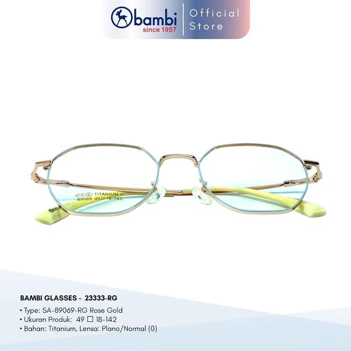 Bambi Frame Glasses Titanium Rose Gold Tipe 23333-RG Original