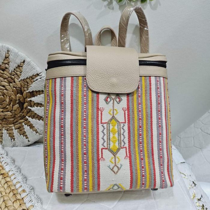 TAS RANSEL WANITA UNIK ETNIK TENUN NTT KULIT ASLI GM-1