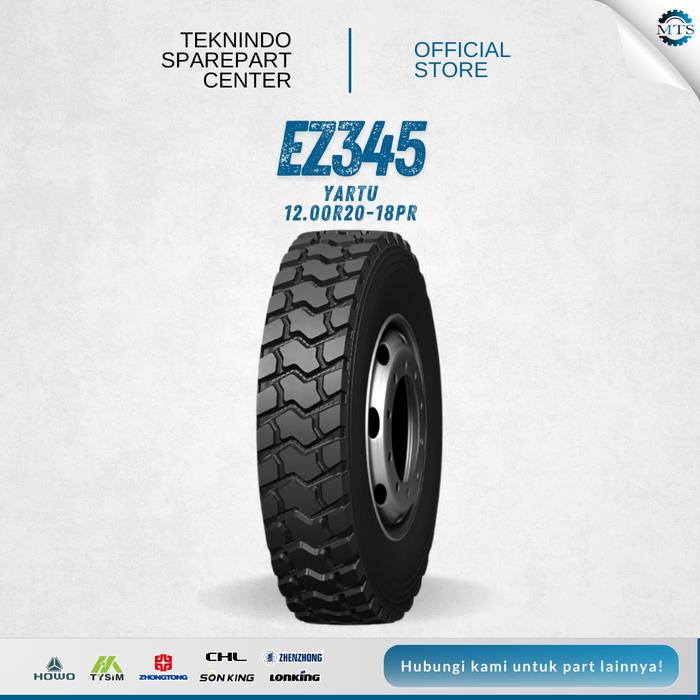 Ban Dump Truck / DT Set Tipe EZ345 Uk. 12.00R20-18PR Yartu |  RIM R20 Ban Luar, Ban Dalam, Flap