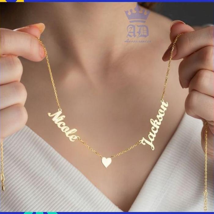 Kalung nama titanium custom 2 nama couple