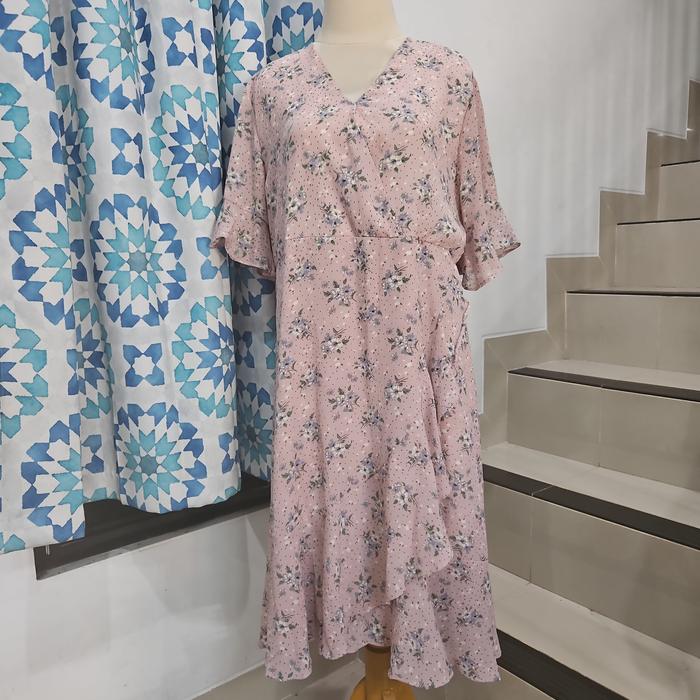 Preloved Dress Pink Bunga Like New