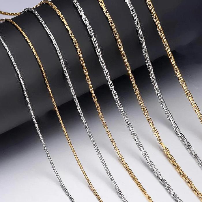 Rantai kalung 45cm 60cm model tube chain Titanium Anti Karat Stainless 316L gold silver emas mas put