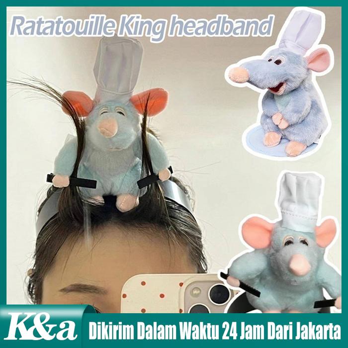 Bando Tikus Koki Ratatouille Jepit Rambut Viral / Bando Headband Boneka Tikus Ratatouille Jepit Poni