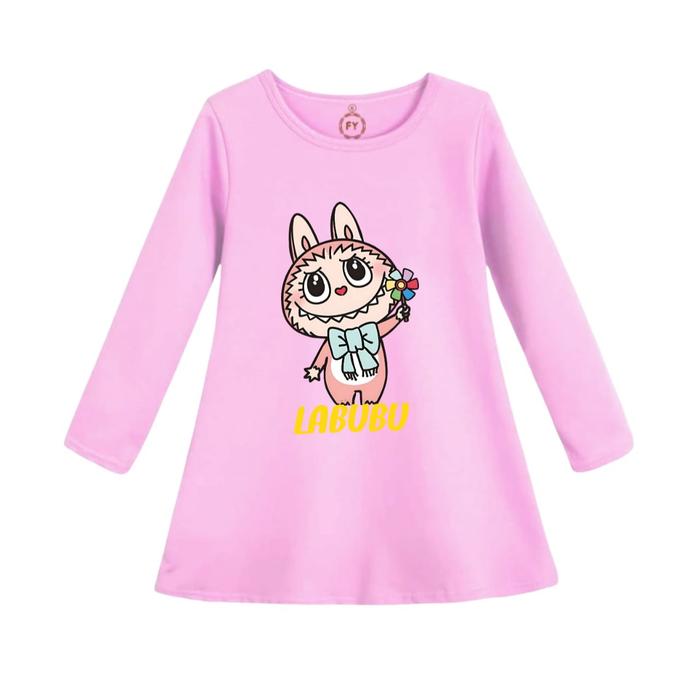 Kaos Daster Anak Perempuan Dress Anak Cewek Tunik Anak Motif Tunik Labubu LMO