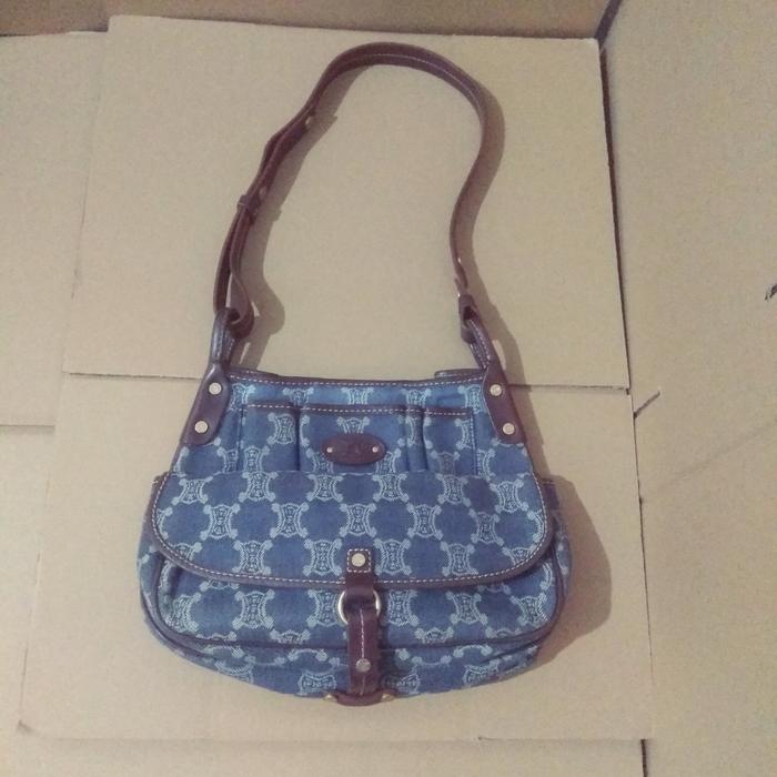 RARE ORI Celine Blue Denim Macadam Shoulder Bag Vintage 90's - 00's CY00/34