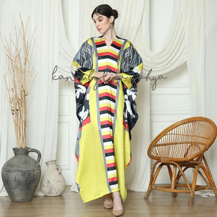 Kaftan Kuning | Kaftan Yellow | Kaftan Modern | Kaftan Jumbo | Long Kaftan | Dress Kuning | Dress Ye