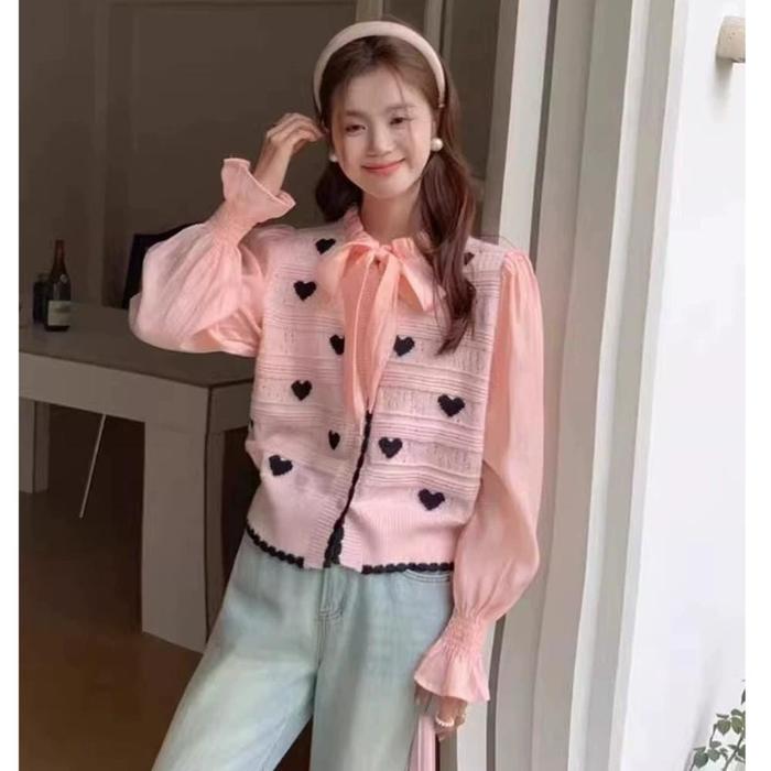 KORSETshop 325 Cardigan DAILYN knit sifon Baju atasan outer wanita casual lengan panjang premium mur