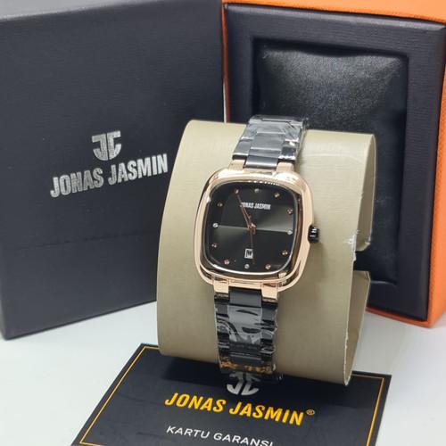 Jam Tangan Wanita Jonas Jasmin 2228 Warna Hitam Ring Rose Original