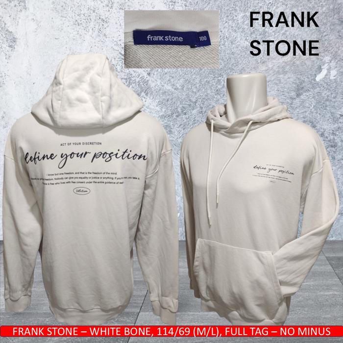 Hoodie Putih Cream (Bone White) / Hoodie Frank Stone Ori - Bekas/Thrif