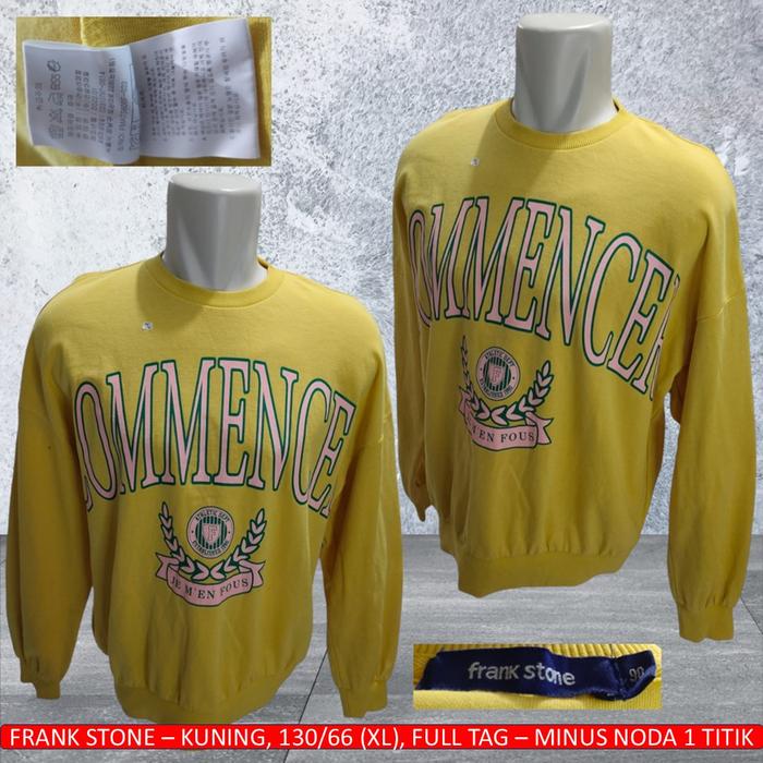 Sweater Kuning Frank Stone Original, Crewneck Frank Stone - Second