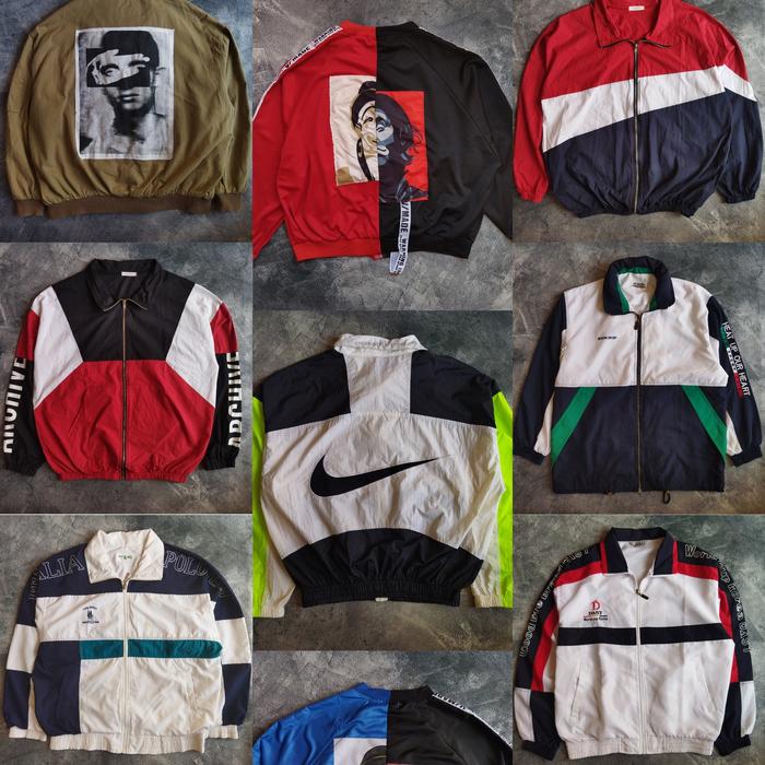 jaket colorblock vintage windbreaker tartan