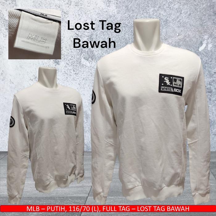 CN MLB Putih/Sweater Crewneck MLB Original, White - Thrift/Preloved