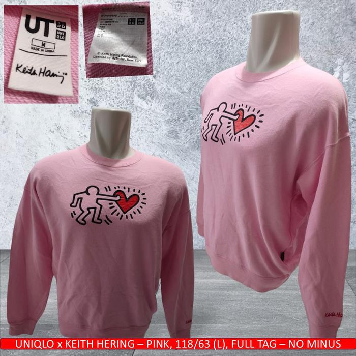 Sweater Crewneck Pink, CN Uniqlo Original x Keith Hering Ori - Bekas