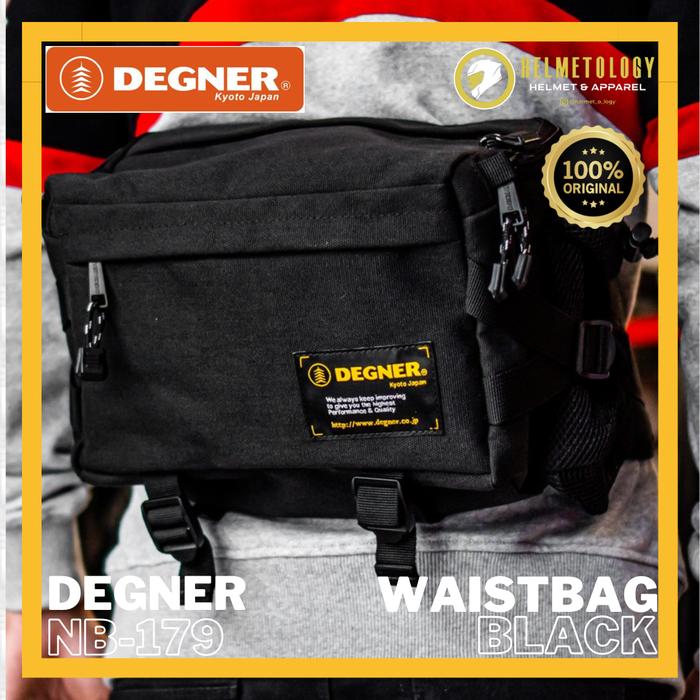Degner NB-179 Black Waistbag Hip Bag Tas Pinggang ukuran besar Original 5,5 liter bisa dijadikan tas