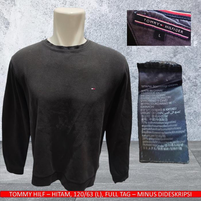 Crewneck Tommy Hilfiger Original/Sweater Hitam Tommy Hilfiger - Bekas