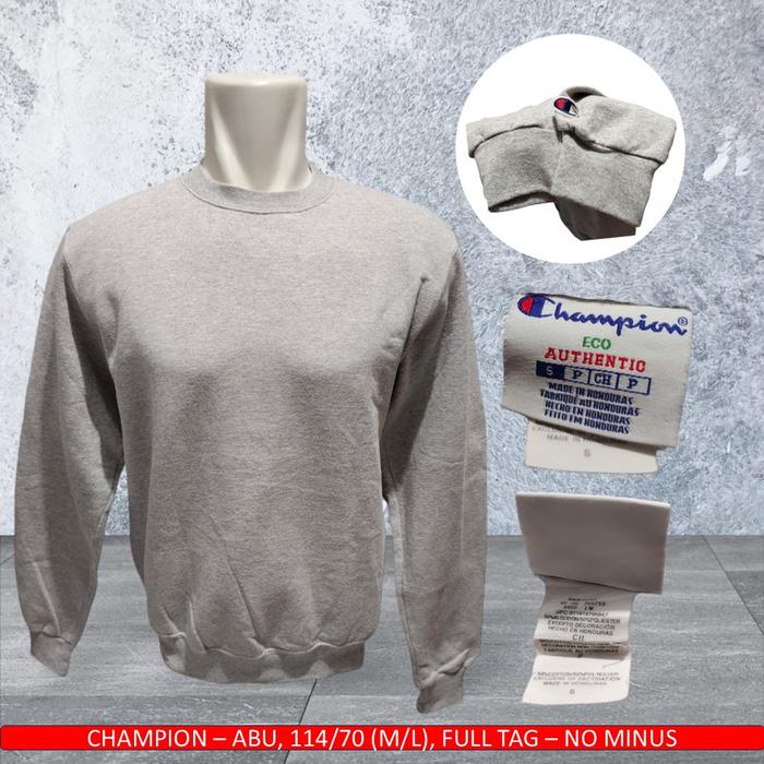 Sweater Crewneck Champion Original, Abu - Thrift/Preloved/Second