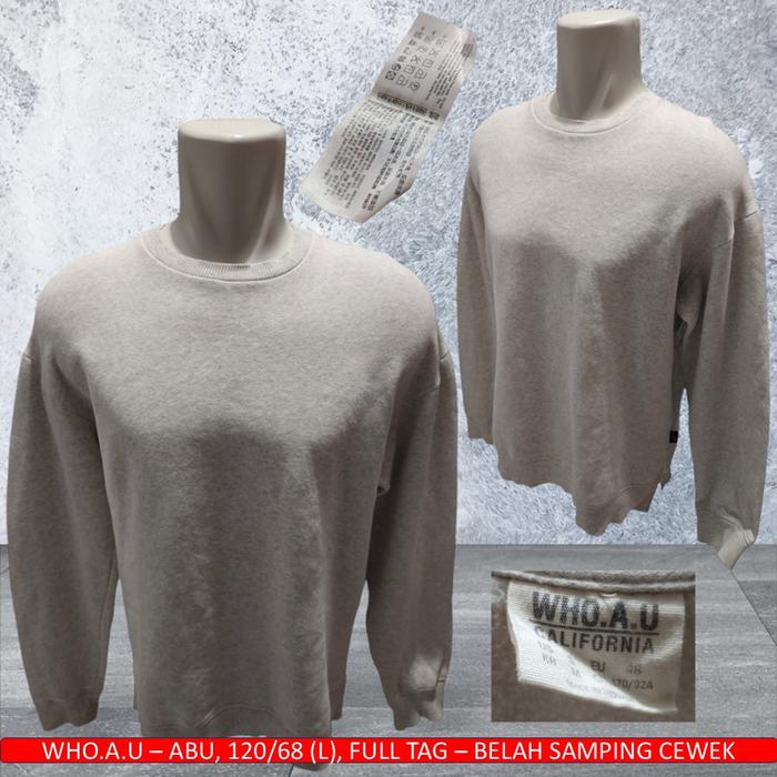 Sweater Crewneck White Misty WHO.A.U Original/WHO.AU Original, Bekas