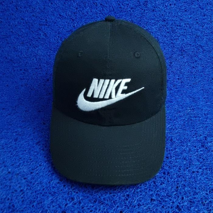 topi nike katun hitam second big logo