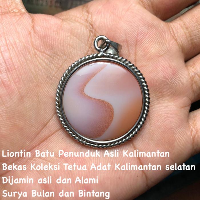 Liontin Batu Surya Bulan Pasir Emas Asli Kalimantan