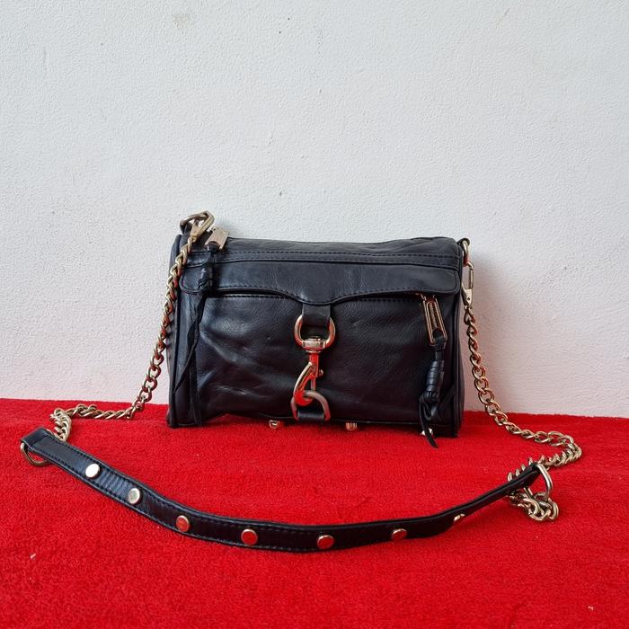 TAS SLING RANTAI KULIT ASLI WANITA REBECCA MINKOFF SECOND BRANDED IMPORT BLACK