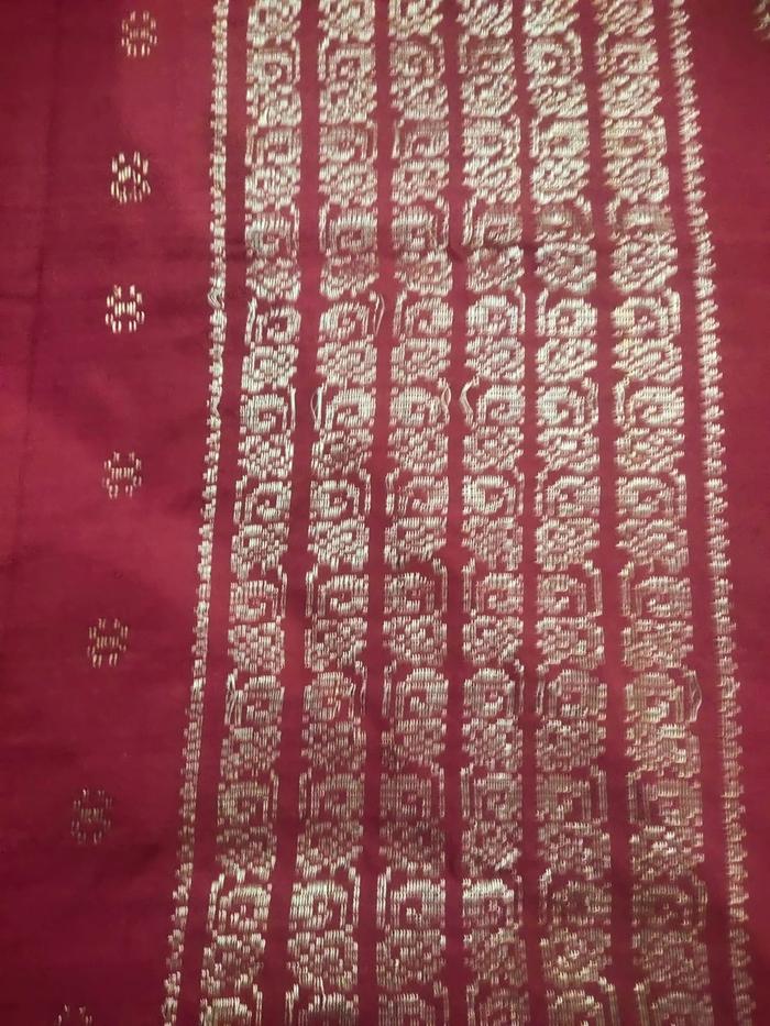Songket Tenun Sambas Kalimantan Barat Kalbar Merah Maroon Polos Original Handmade Sarung Selendang K
