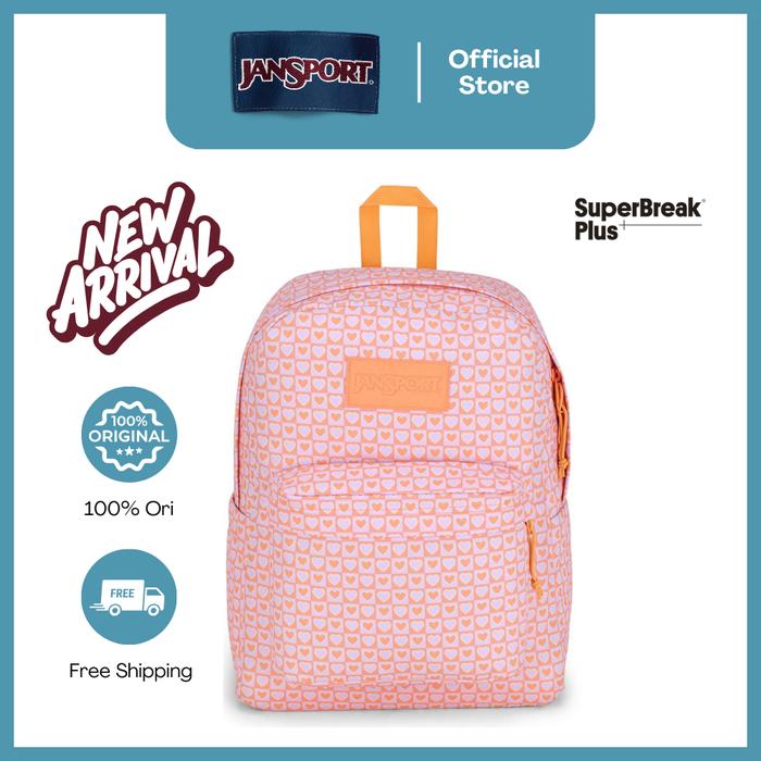 JanSport Tas Ransel Laptop Backpack Daypack SuperBreak Plus Hyped Hearts Pink