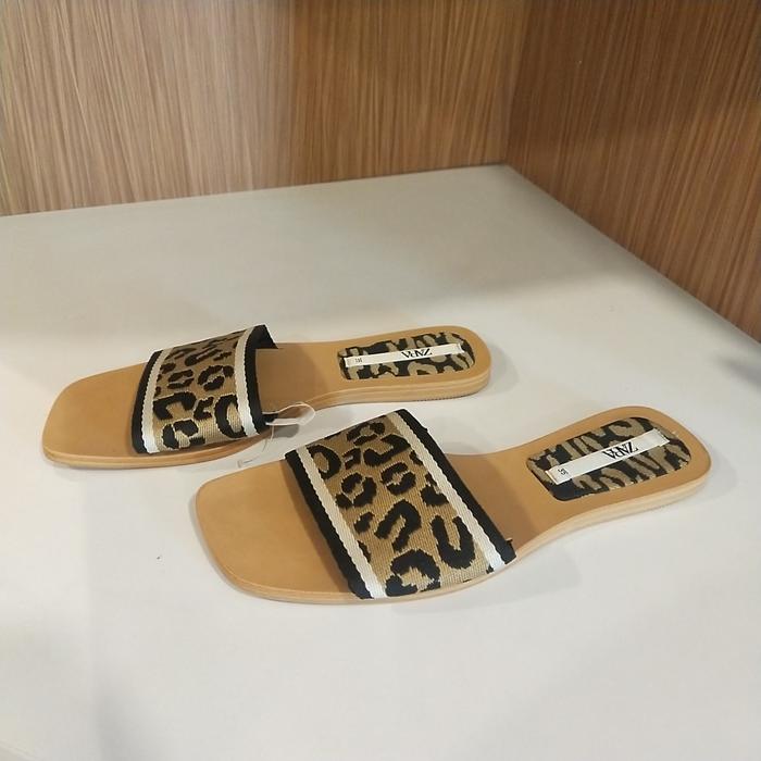 sandal leopard ZARA original second branded 35 preloved
