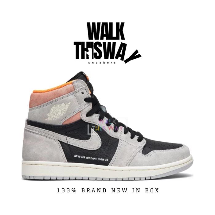 sepatu pria sneakers air jordan 1 retro high og hyper crimson / sepatu jordan / sneakers pria / grey
