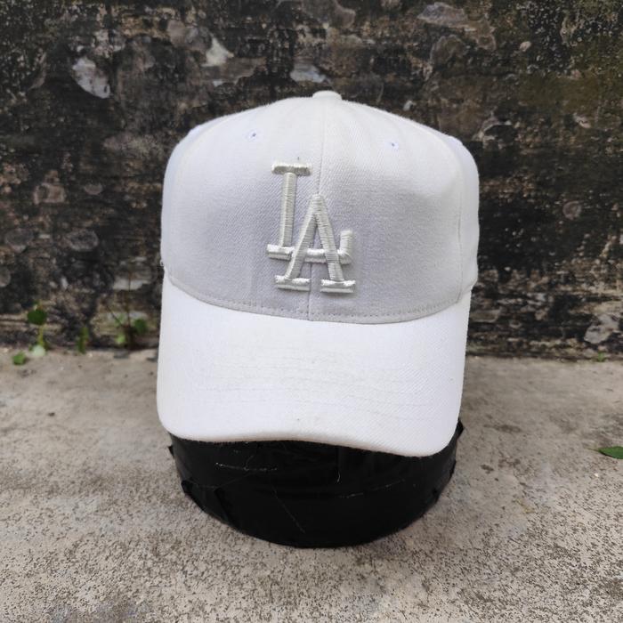 topi snapback pria mlb la putih bekas