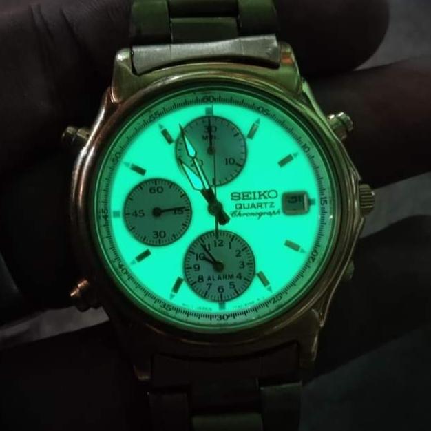 Vintage SEIKO Chronograph ALarm WR50M 7T32 ALL OriginaL (Detik chrono seperti jam automatic)