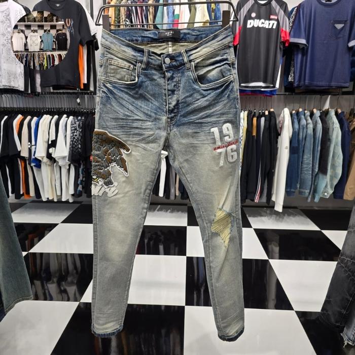 celana skinny amir logo patch distressed jeans skinny jeans HQ Best import kn