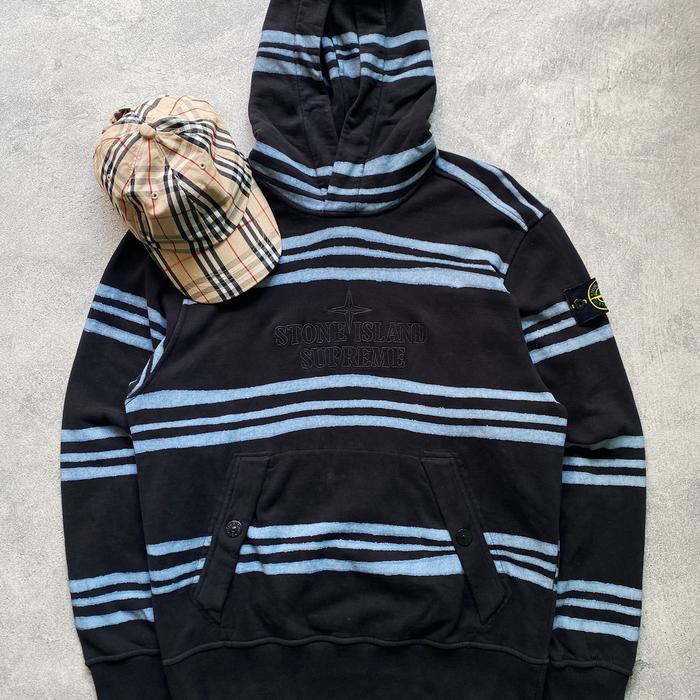 Stone Island x Supreme warp stripe hoodie authentic original