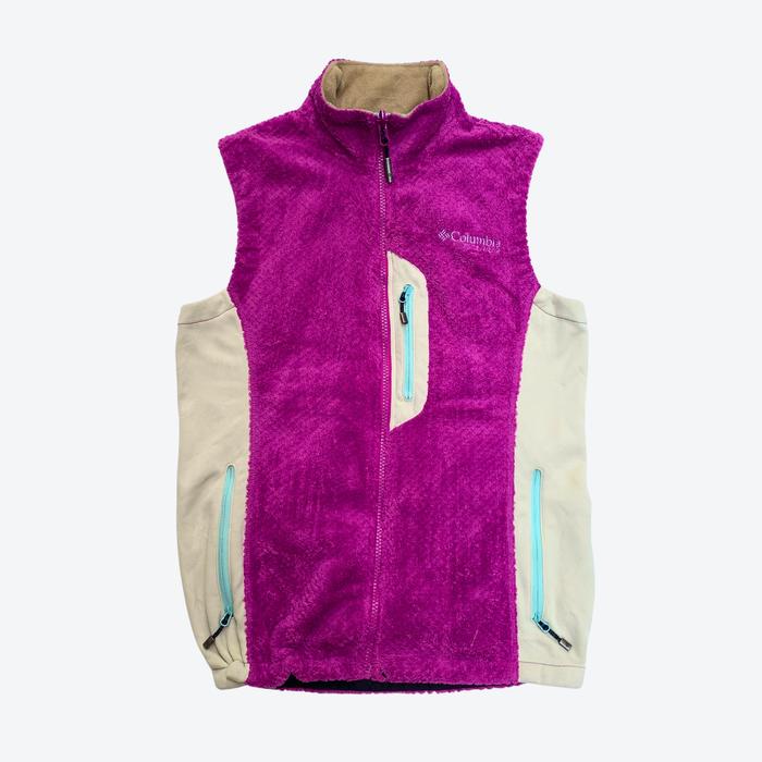 2000s Pink Pink Cream Columbia Outdoor Fleece And Cotton Women Vest - Unisex - S