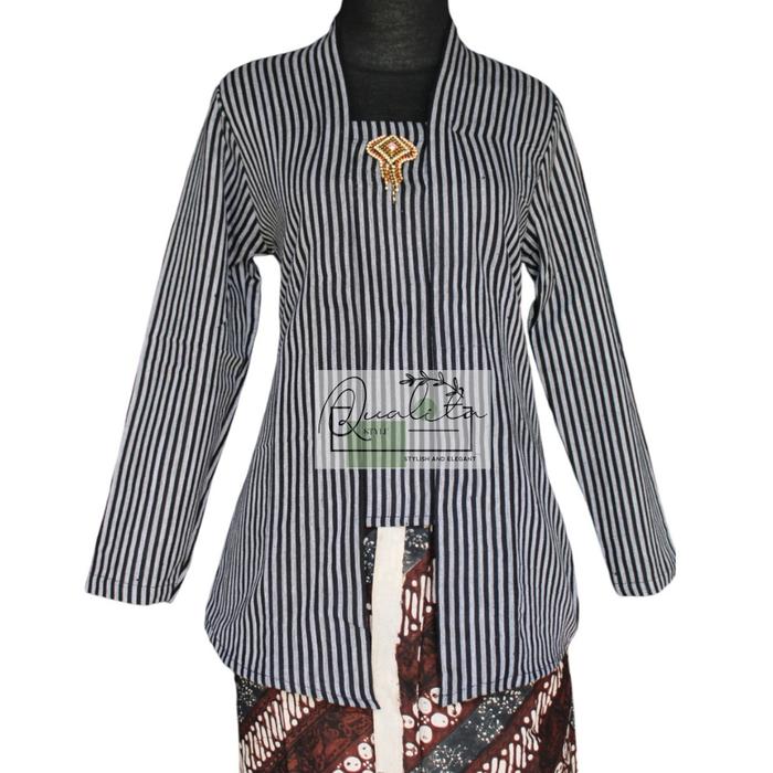 Kebaya kutubaru lurik hitam grade C size M